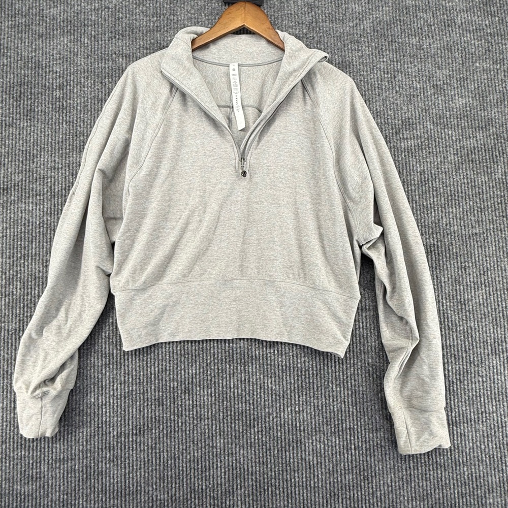 Lululemon Scuba Half Zip Hoodie Womens Size 10 Grey Excellent Cropped Pullover